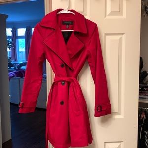 Red trench coat. Like new.